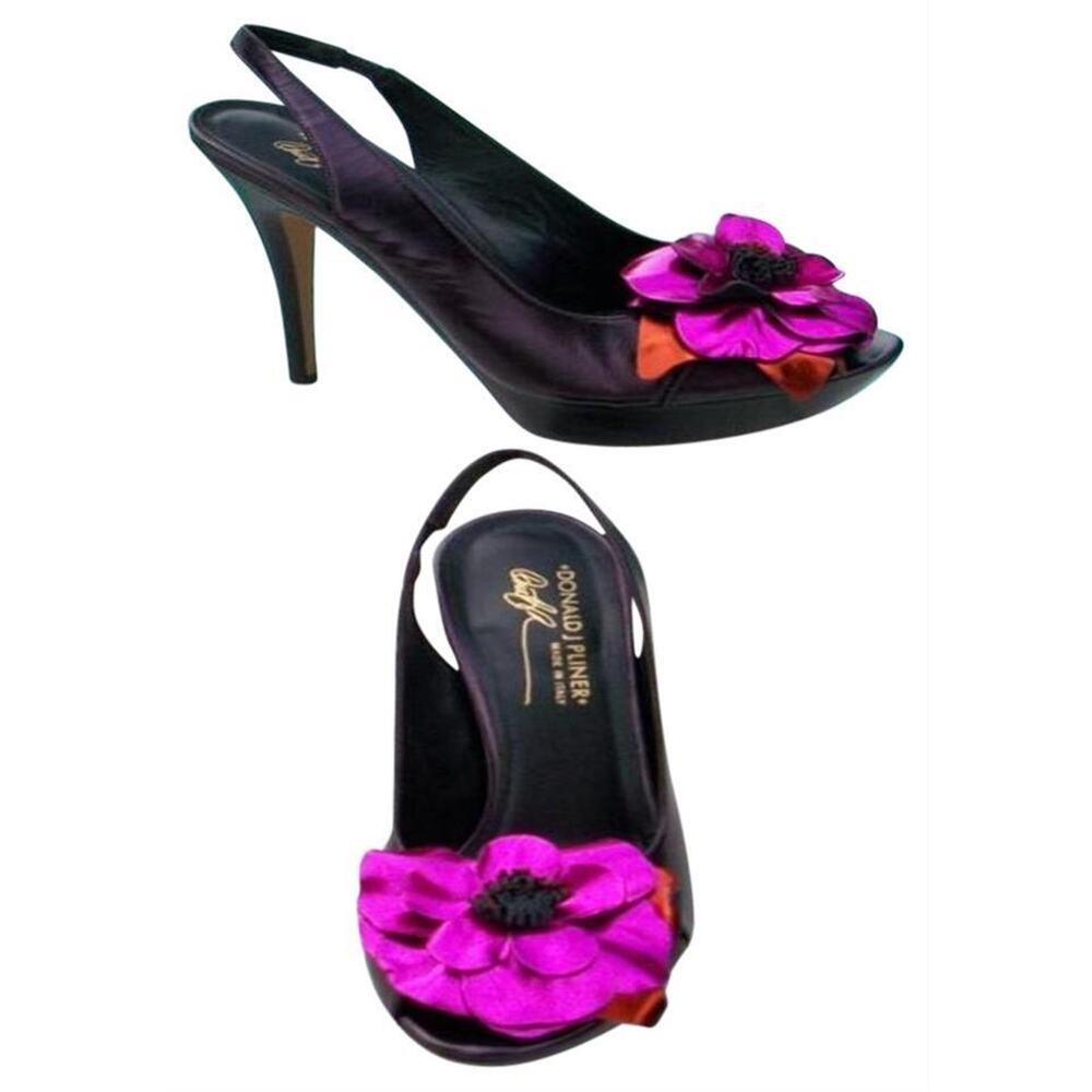 Donald Pliner Couture Metallic Leather Shoe New Platform Peep Toe NIB $395